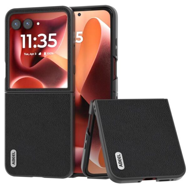 Funda para teléfono con textura Litchi de cuero genuino ABEEL + PC, For Motorola Razr 60 Ultra, For Motorola Razr 40, For Motorola Razr 40 Ultra